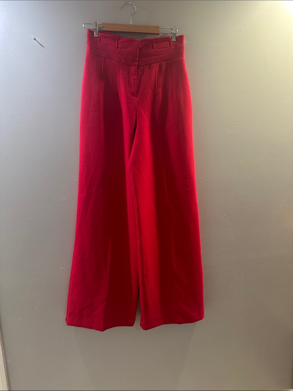 High-Waist Red Wide-Leg Women's Chinos
